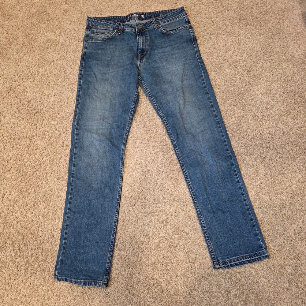 Tommy Hilfiger Mens Classic Straight Jeans Blue Medium Wash Denim 34W 34L